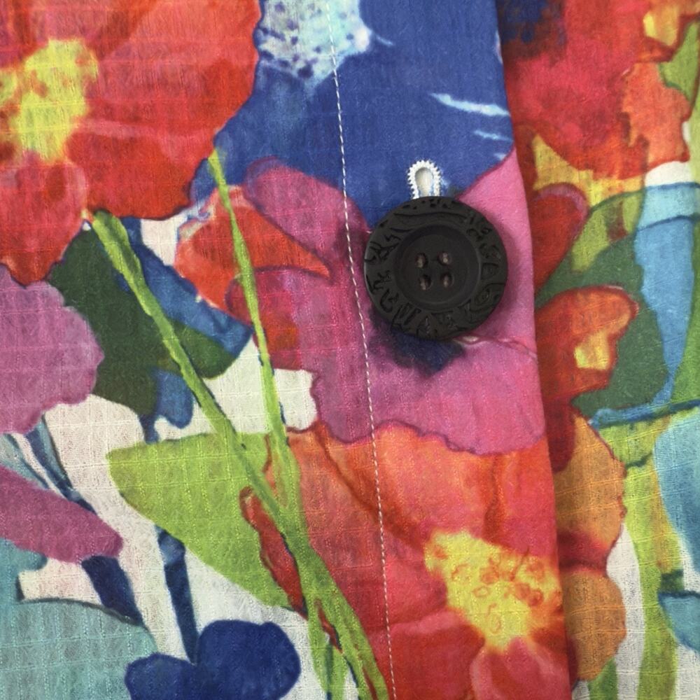 Ali Miles 2X White Multi Floral 3/4 Bell Sleeve Button Front Shirt Blouse Artsy - Picture 7 of 11
